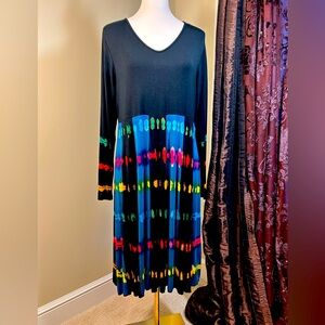 NWOT Dress sz 12 , with die dye print boho edgy great for autumn party.